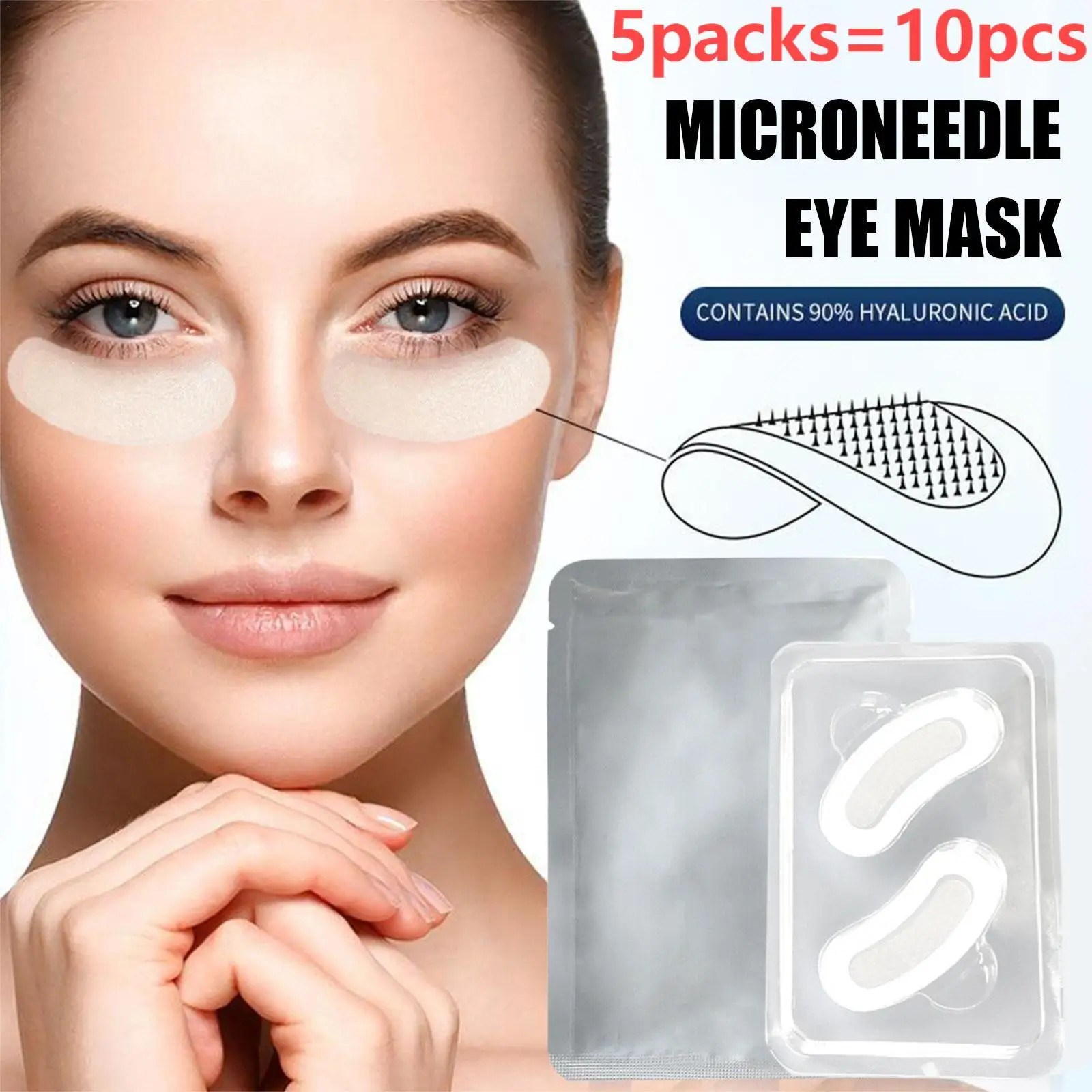 5packs Micro Needle Eye Patch Hyaluronic Acid Nano Soluble Eye Patch Moisturizing Eye Patch Anti-aging Dark Circles Eye Mask