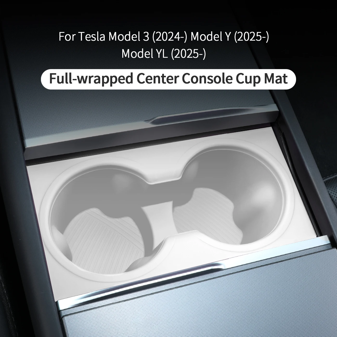 For Tesla Model 3 / Model Y 2025+ Center Console Cup Holder Anti-slip Silicone Cup Sleeve Anti-Slip Mat Car Interior Accessory