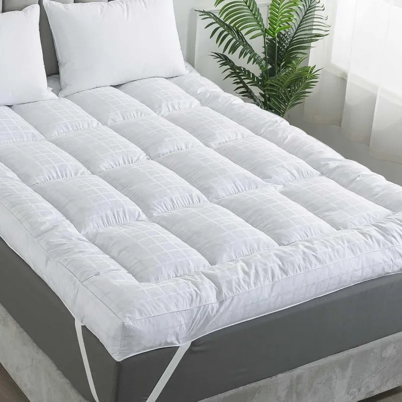 casa.Topper per materasso con piume,Topper per materasso in memory foam 100% cotone,Top per cuscino overfillato da 2500 GSM,
