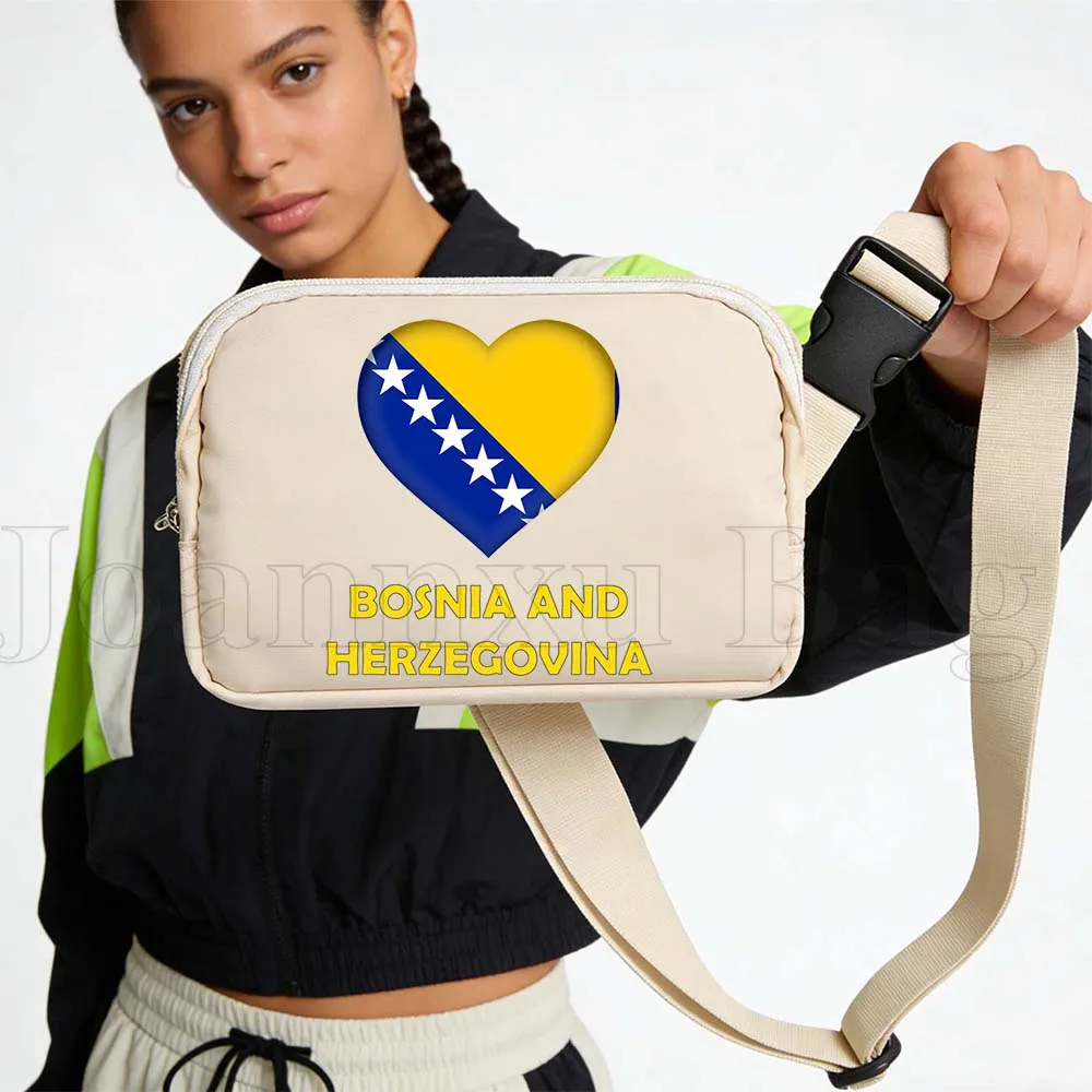 

Bosnia and Herzegovina Flag Sport Waist Bags Running Belt Waterproof Cycling Wallet Pouch Portable Cell Phone Jogging Fanny Pack