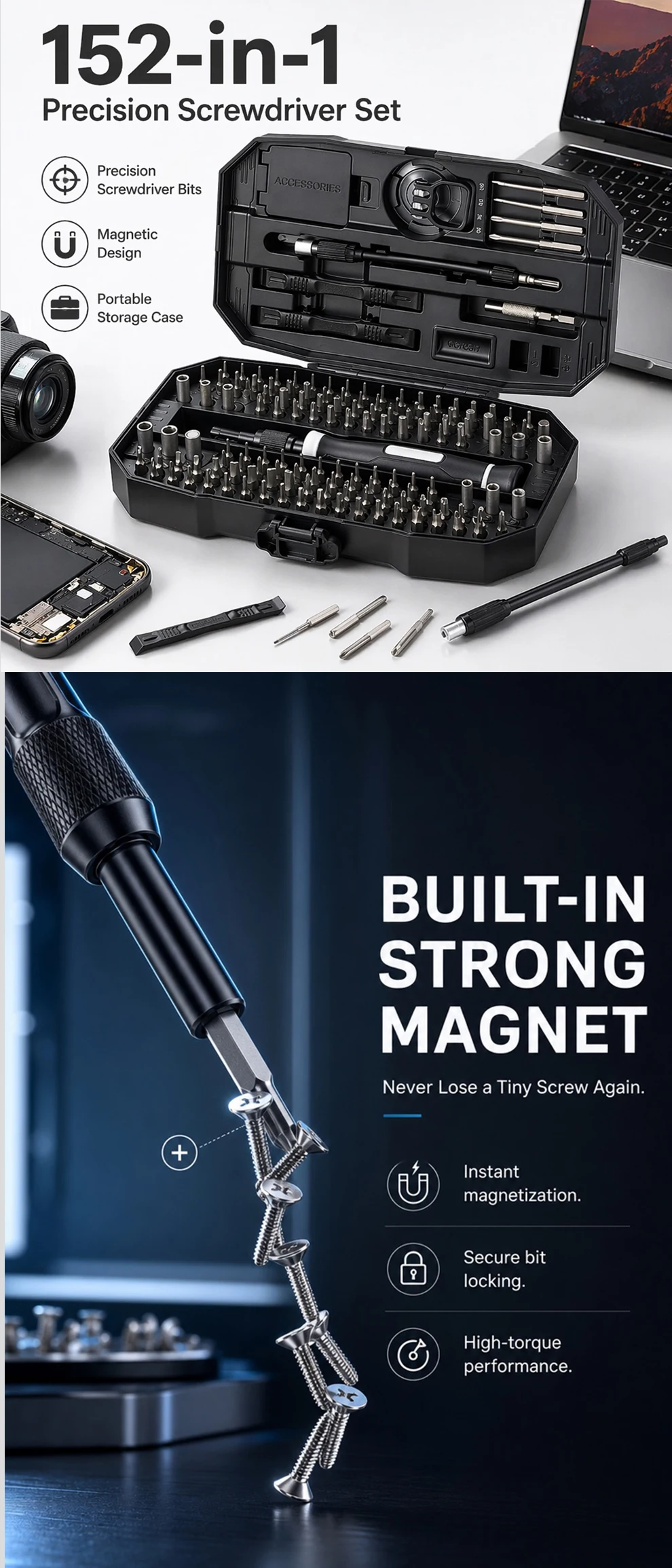 152 in 1 Precision Magnetic Manual Screwdriver Set, Professional Repair Kit for Laptop PC Phone Game Console Watch, T5 T6 Torx T&I Online Store