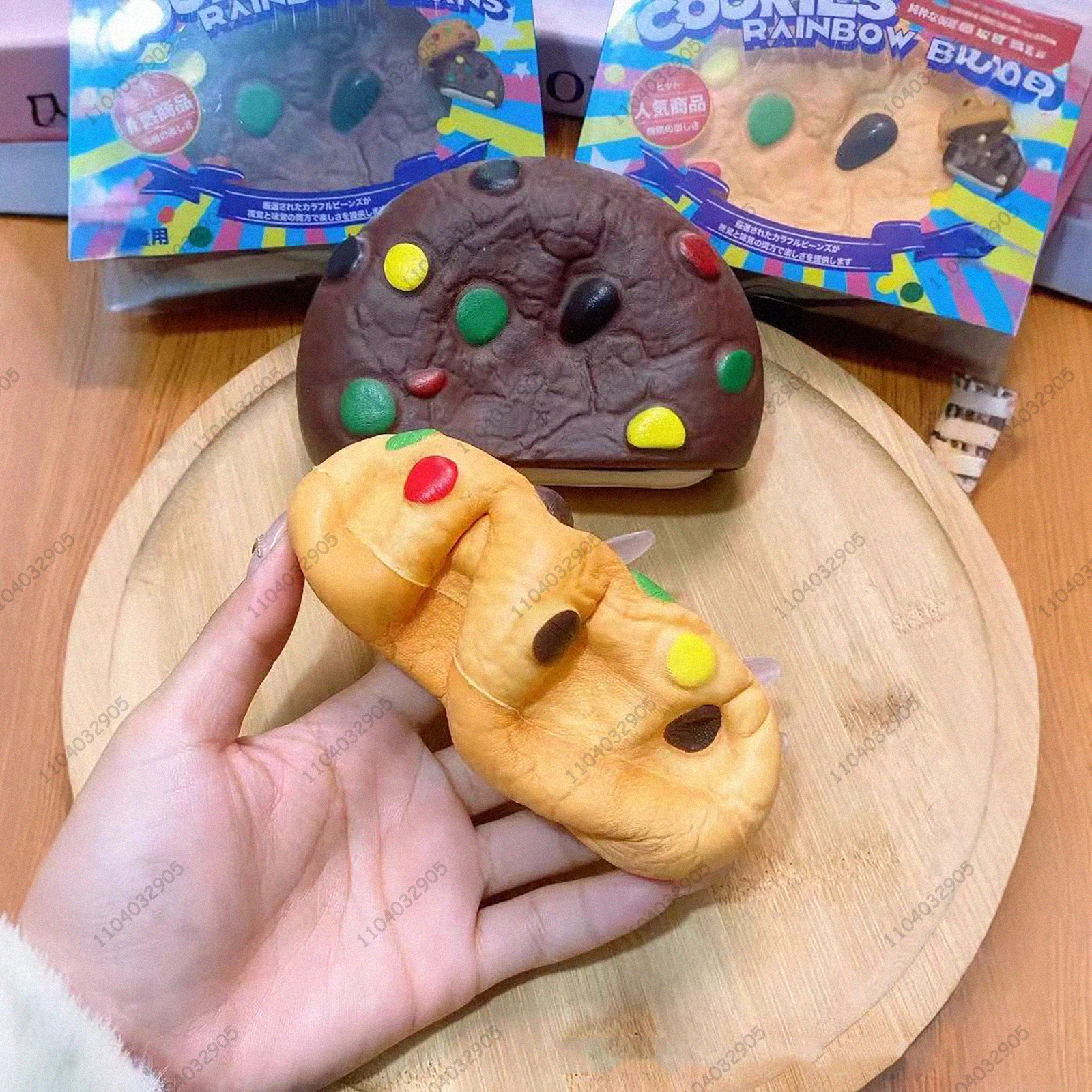 Chocolate Cookie Biscuit Slow Rising Squishy Rainbow Bean Cookie Dough Squeeze Toy Anti Stress Release Hand Relax Gift Toy
