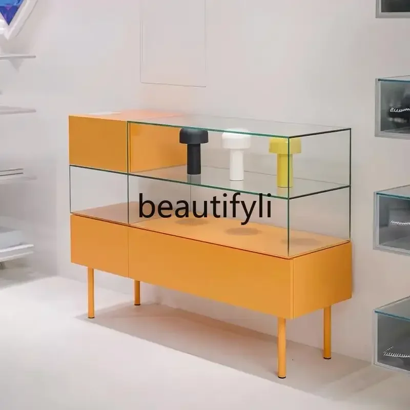 Home entrance cabinet Modern creative glass side cabinet Italian storage lockerK182