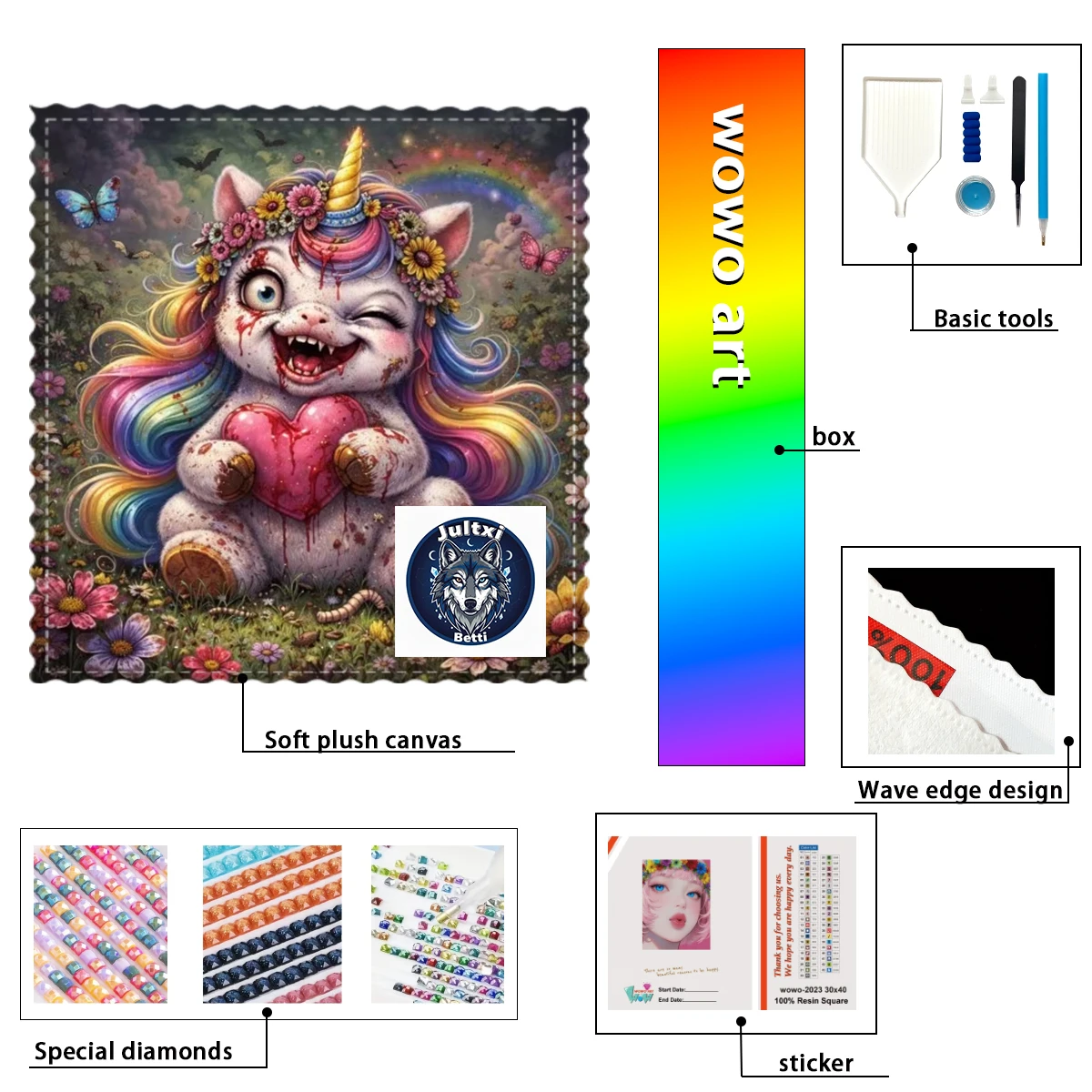 

【Betti_ Diamond Art】Unicornio de rostro pequeño Crystal AB Rhinestone FD Rhinestone Perfect Resin Diamond