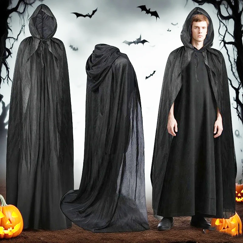 

Halloween Cloak Black Death Cloak Witch Devil Cosplay Props Costume Vampire 2025 Happy Halloween Party Decoration Supplies