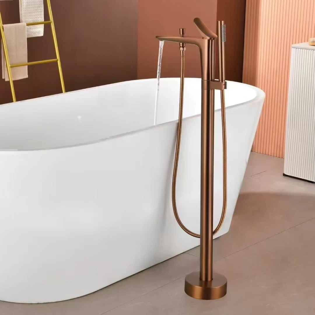 Luxury Modern A-level Brass Floor Standing Bathtub Faucet Hotel Chrome Black Gold Gun Gray Bathtub Shower Set