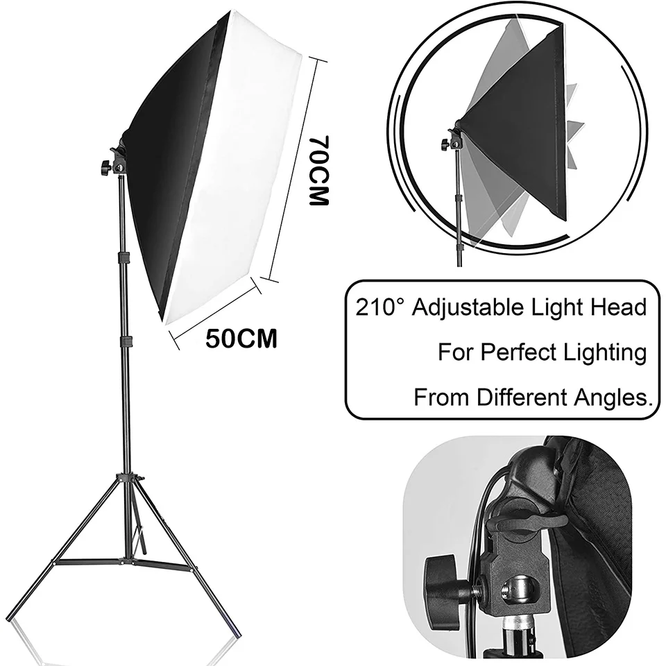 Photography Soft Box Continuous Light System Softbox Studio Photo Lighting Kit With E27 Socket For Portrait Streaming Shooting