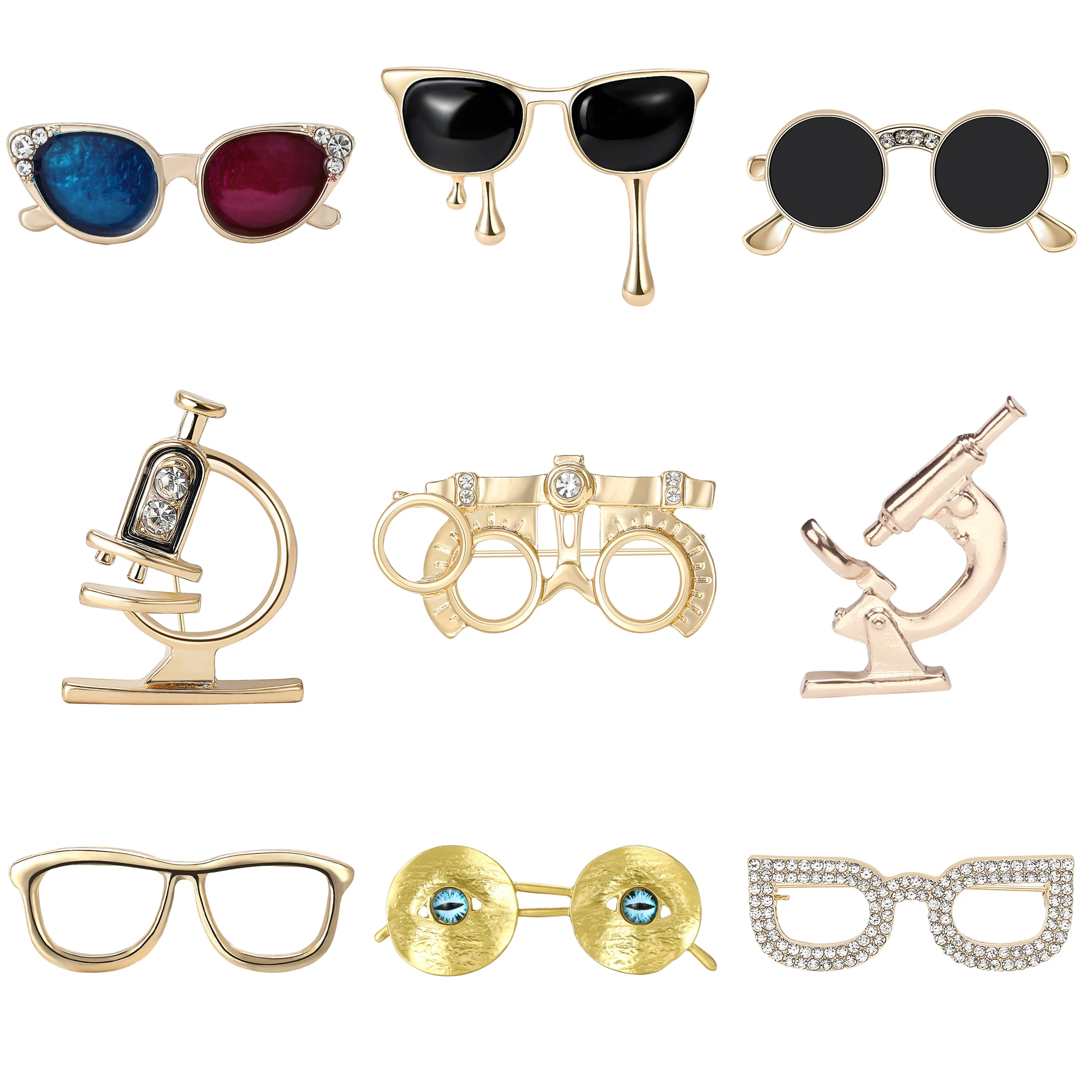 Enamel Sunglasses Brooches for Women Unisex Creative Fusion Glasses Pins Office Party Friend Gifts Accessories
