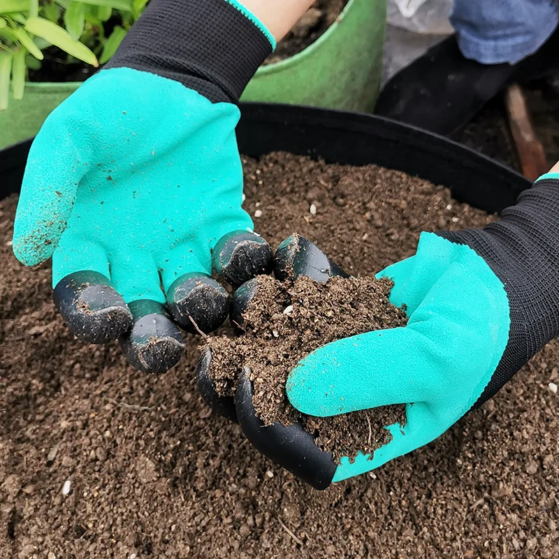 Wasserdichte Gartenarbeitshandschuhe mit Krallen, Langlebige Latexbeschichtete Handschuhe für Blumen- und Gemüsegärtnerei – Detail 7