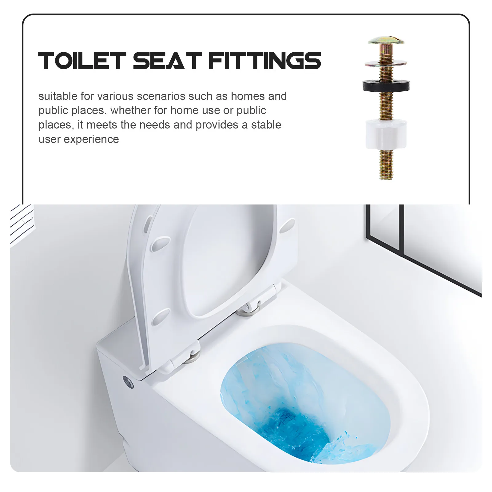2Pcs Universal Toilet Tank to Bowl Bolts Heavy Duty Metal Plastic Rubber Fittings Split Design Easy Install Waterproof Sealing