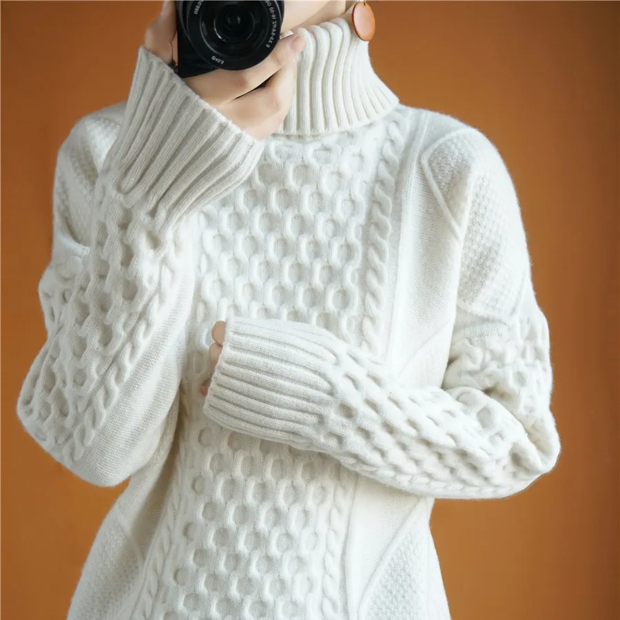 

Sweater Thick Turtleneck Solid Blouse Knitted Bottoming Shirt Women's Loose Tops Pullover Autumn Winter pull coreen