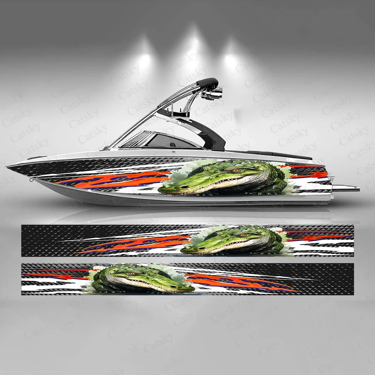 Crocodile Colorful Boat Sticker Fashion Custom Fish Boat-Sticker Vinyl Waterproof Boat Wrap Graphic Boat Wrap Decal