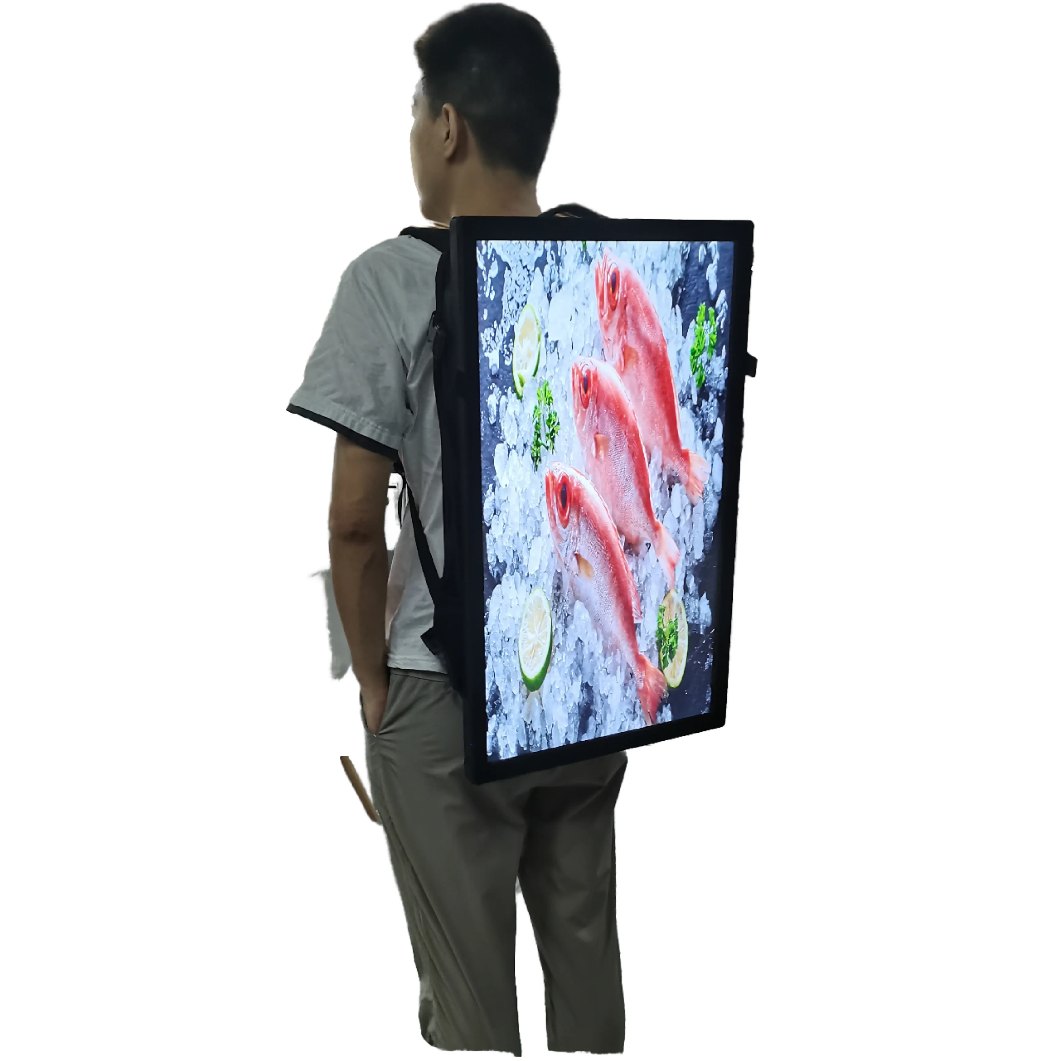 Promotion 27Inch Big Size High Definition LCD Screen Backpack Billboard Street Public Advertising Equipment App Control