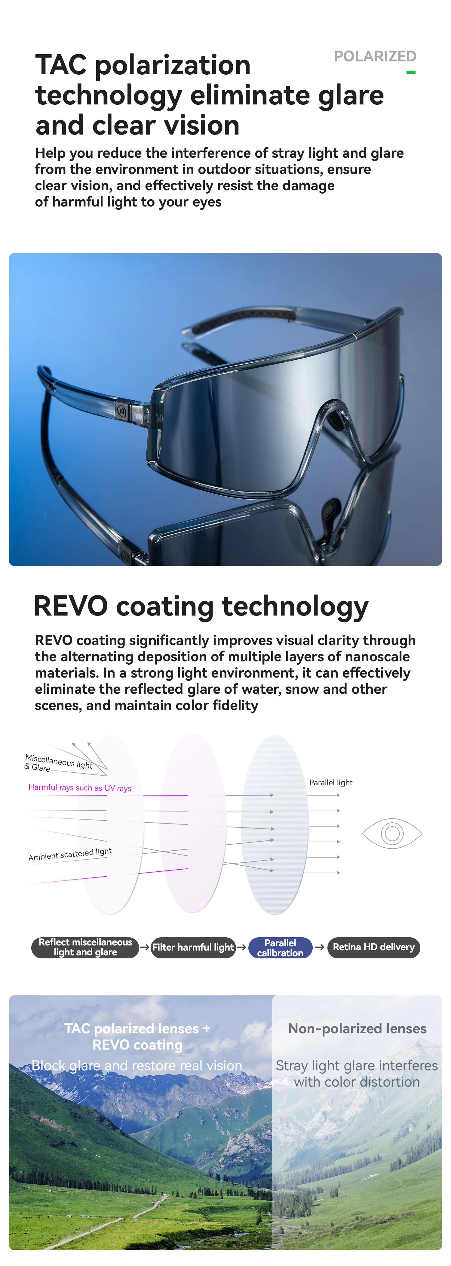 ROCKBROS Radfahrbrille Leichtgewicht Photochromatisch Polarisierte Fahrradbrille Antibeschlag UV400 Sonnenschutz Sonnenbrille für Im Freien Sports – Detail 6