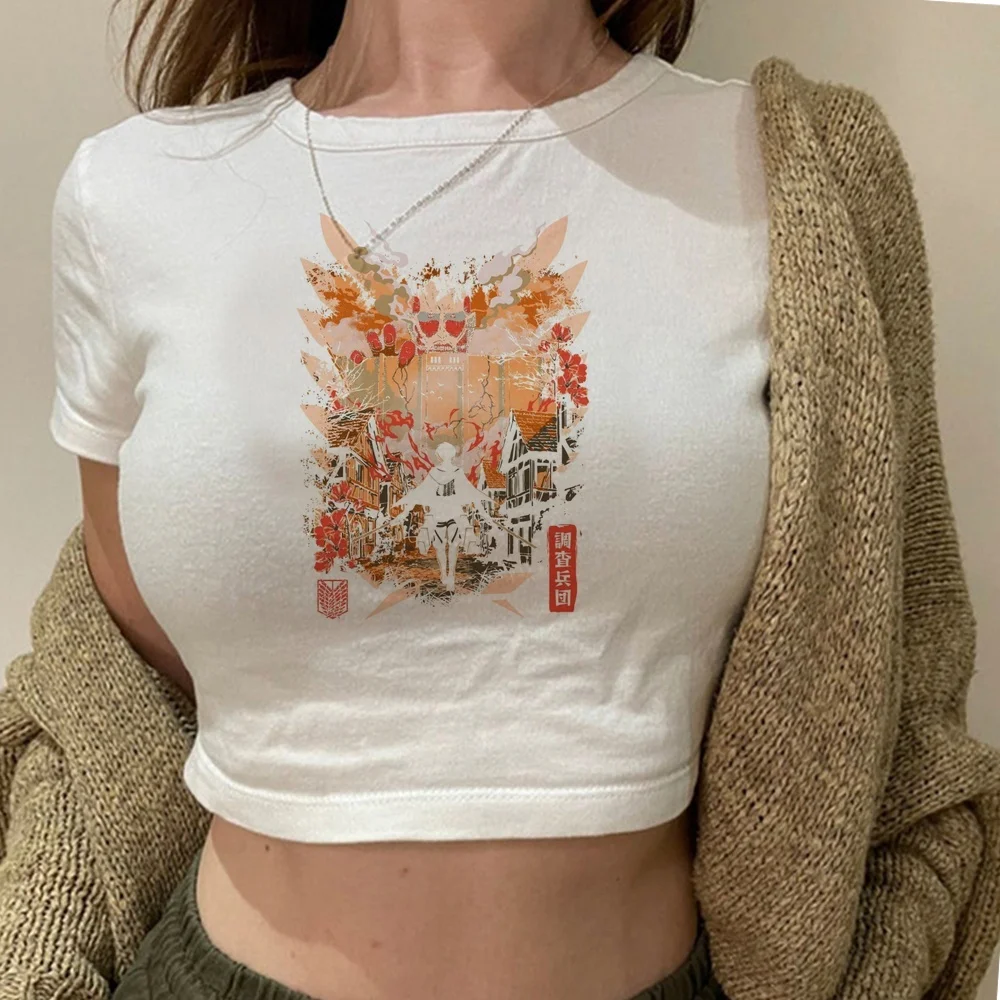 Attack on Titan cropped top women grunge scene  y2k cute cheap tshirt manga grunge 2000s