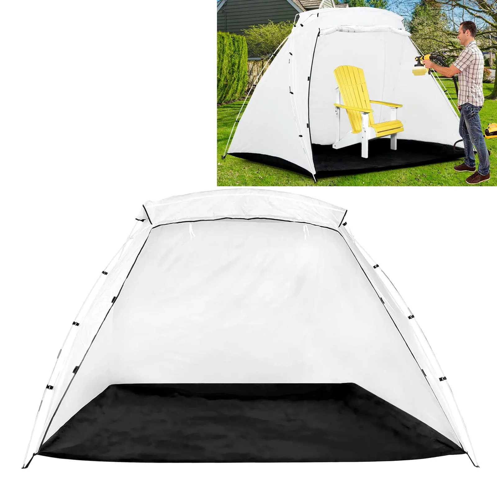 

Paint Booth Tent Built in Floor Mesh Screen Wind Proof Large Capacity Portable Spray Paint Tent Shelter for Furniture Painting