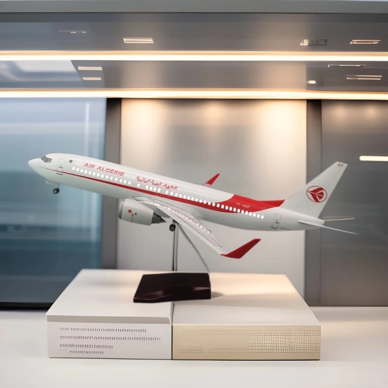 

B737 Algerie Airways airplane toy Model Diecast 47CM Scale Aircraft Resin Assemble Model With Lights Aviation Gifts Collectible