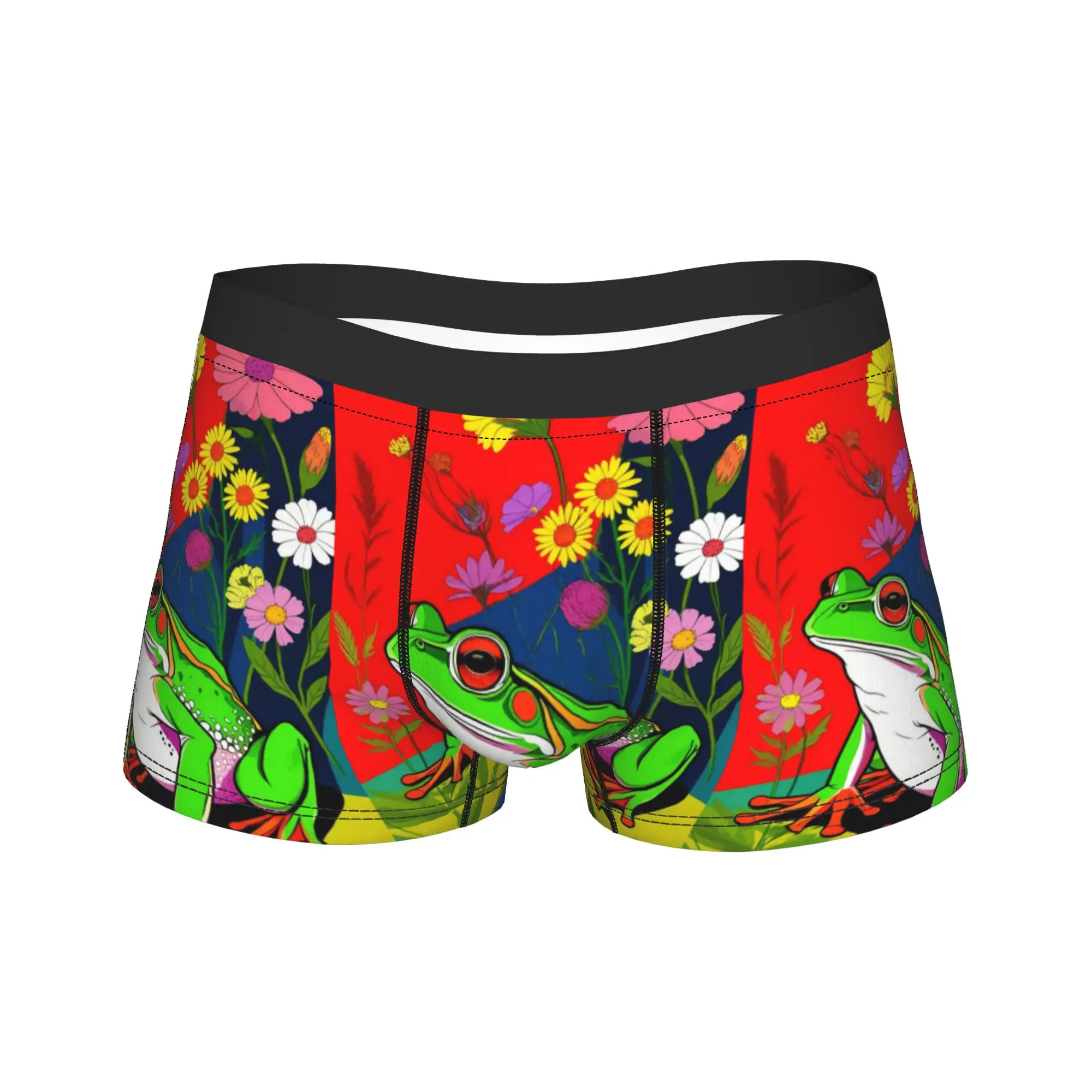 Harajuku Frog Rainbow Graffiti Design Underwear  Men Shorts Briefs Classic Trunk Hot Sale Custom DIY Large Size Panties