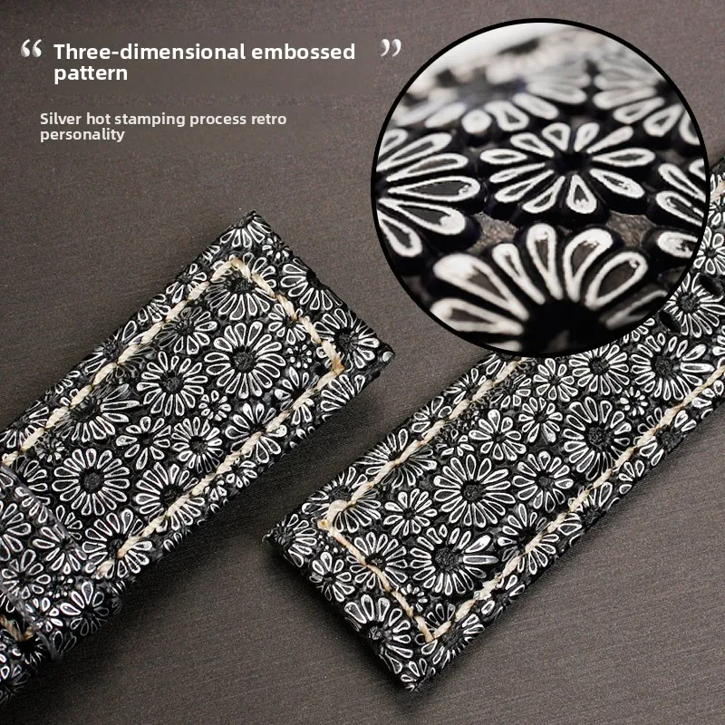 Для любого бренда, ретро цветок, натуральная кожа, ремешок для часов Panerai Diesel Huawei GT/GT2, мужской ремешок, браслет, аксессуары