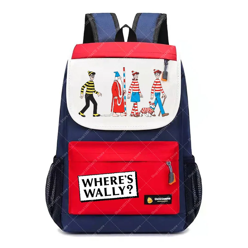 

Children Cartoon Cute Schoolbag Stationery Storage Pouch Wheres Waldo Anime Printed Backpack Wally Kids Large Capacity Book Bag