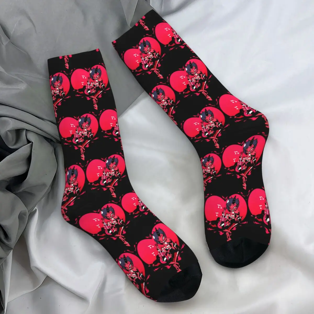 Hazbins Hotels Socks Autumn Angel and Husk Stockings Gothic Couple High Quality Socks Graphic Skateboard Non Skid Socks