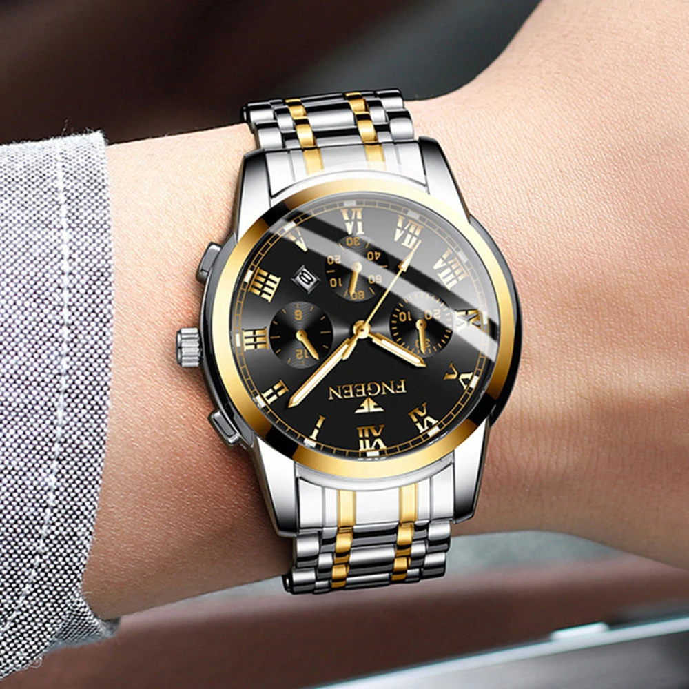 New Selling Fashion Trend Quartz Wristwatch for Students Auto Date Luminous Male Clock Steel Waterproof Orient Watches for Men