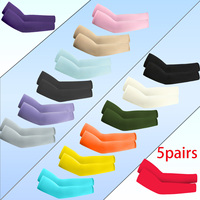 5 Pairs of Short Ice Silk Arm Guards |   Breathable and Light Ice Sleeves for Unisex |   8% Spandex Pure Color Outdoor Sports Sleeves