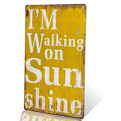 dingleiever-Metal painting i walking on sunshine Garage Tin Sign, Bar, Home Decor, Man Cave