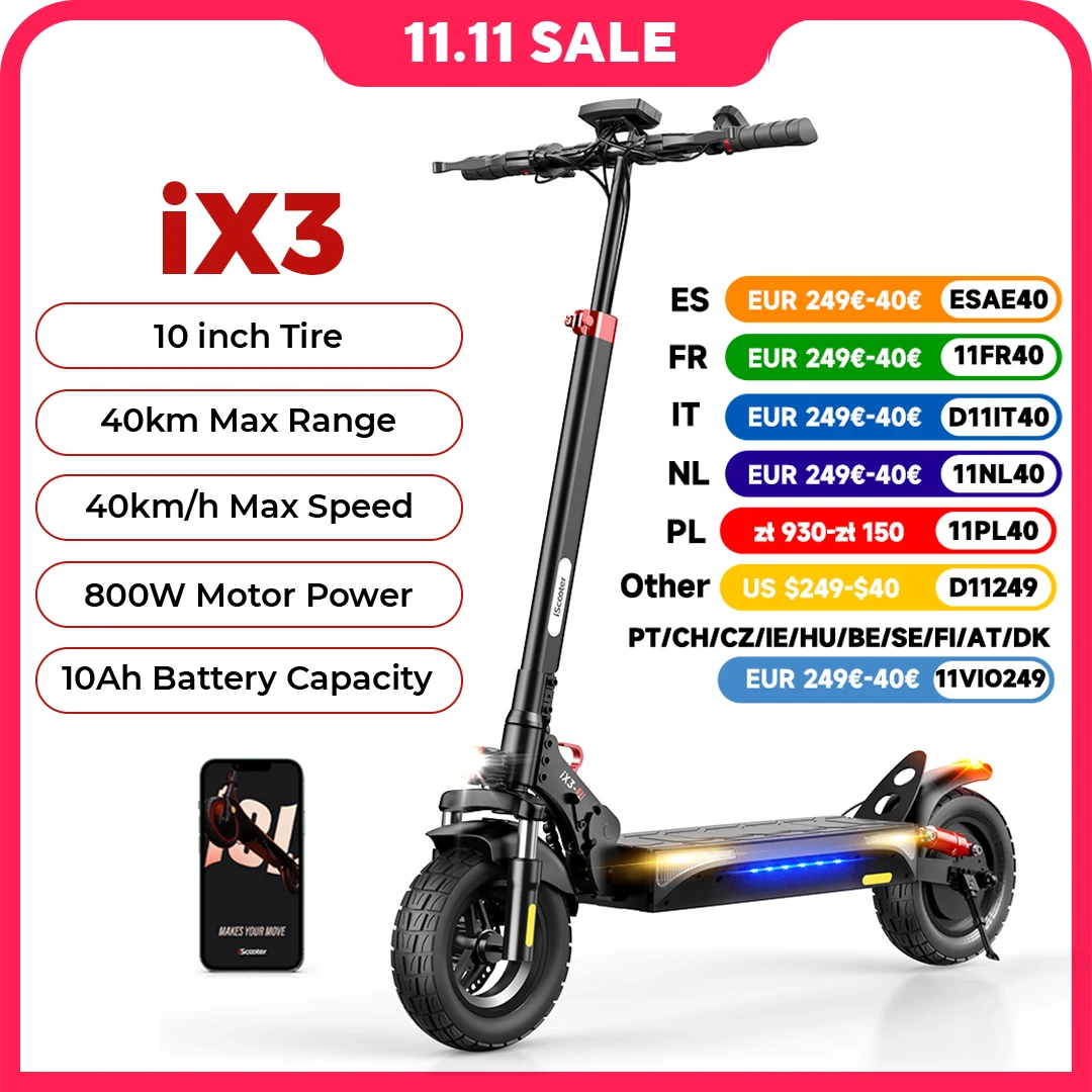 iScooter iX3 elektromos roller 800W 10 hüvelyk