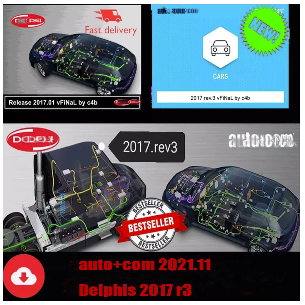 delphis 2017 R3+Delphis 2021.10b +Auto+COM 2021.11 with keygen Software  Diagnostic tool  Compatible with cars accessories tool