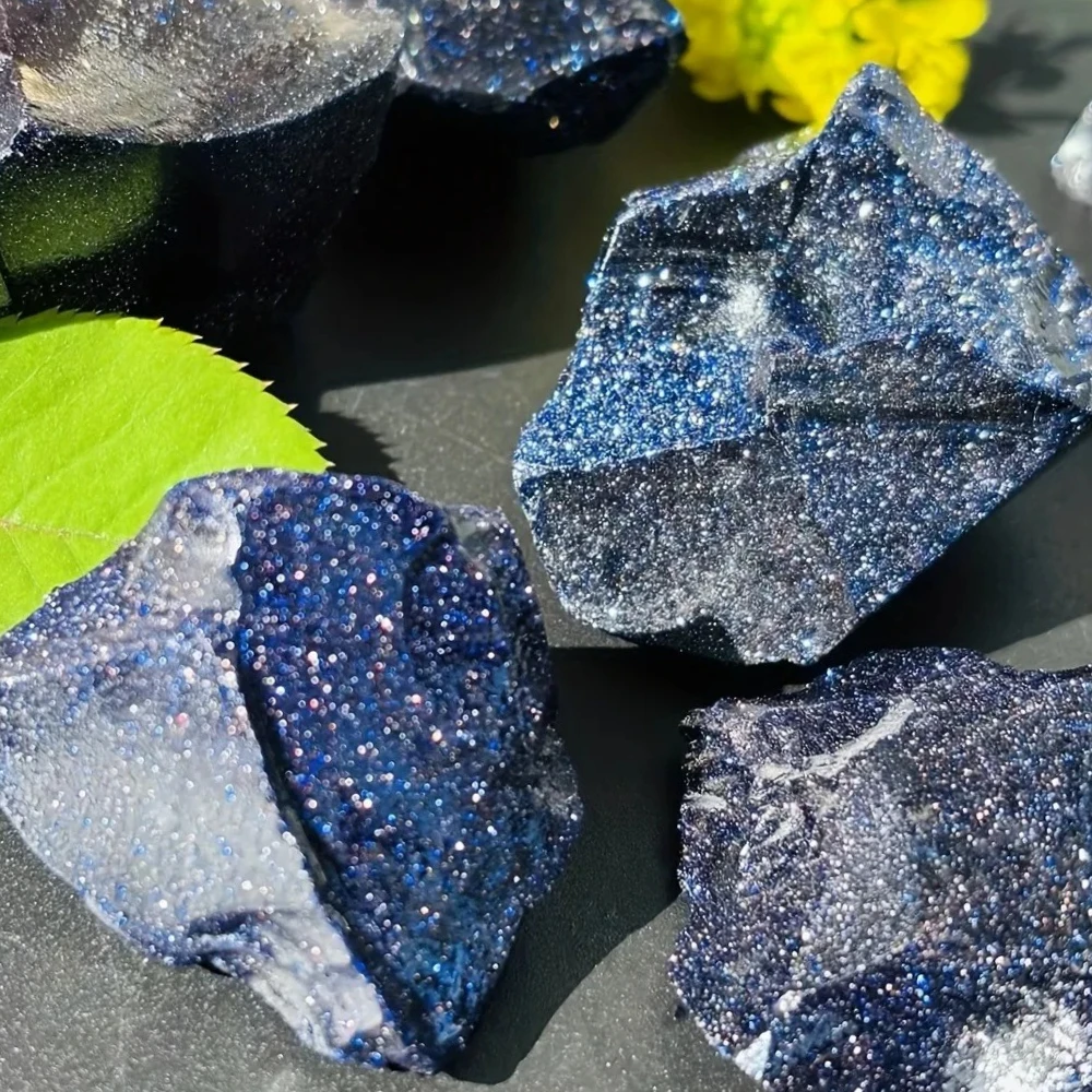 Natürlicher Rohstein, blauer Sandstein, rauer Reiki-Edelstein, Chakra, unregelmäßige Kristalle, Fengshui, Heimdekoration