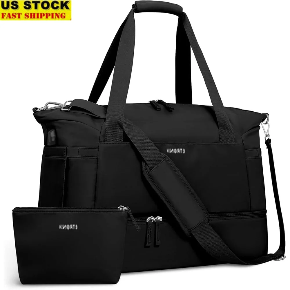 

Gym Bag Women 47L Travel Duffel Bag Shoes Compartment Wet Pocket USB Charging Port Large Weekender Overnight Carry On Bag