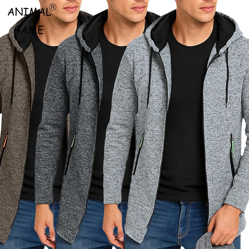 Utumn Men Zip Hooded for Men with Pockets Casual Lightweight Sweatshirt Sports Hoodie Jacket Winter Outdoor Oversize Warm Tops