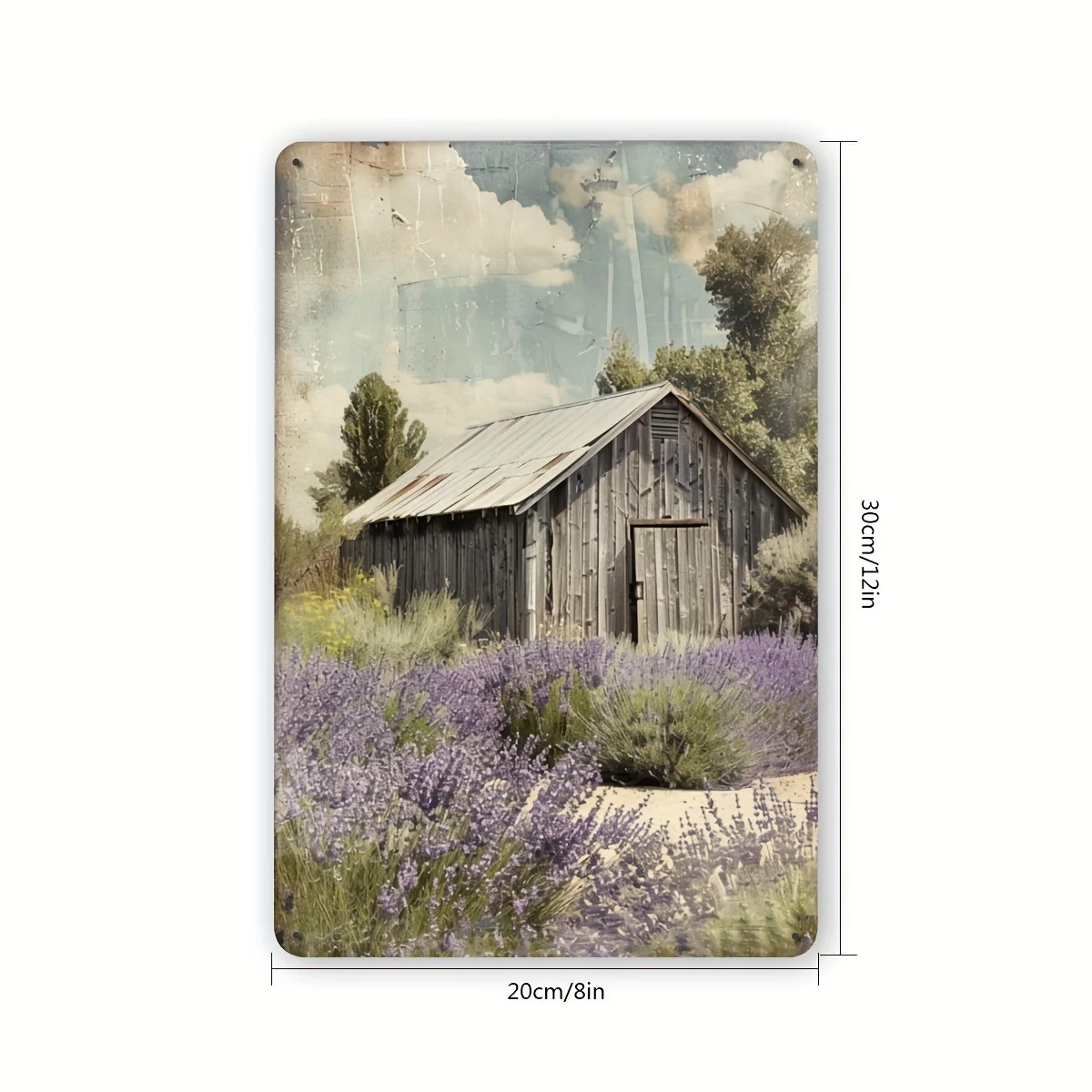 1pc Vintage Lavender Metal Tin Sign, Rustic Iron Wall Art Decor, 8x12 Inch, with Hanging Foil Engraving Plaque for Indoor/Outdoo
