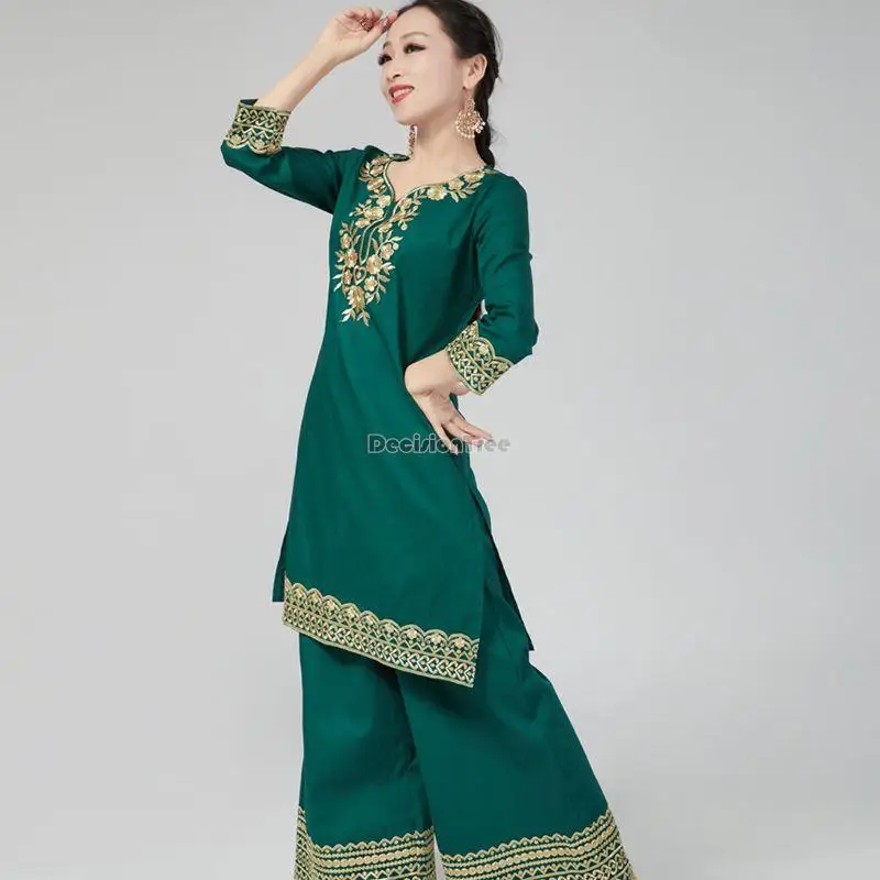 2023 indian dress women cotton embroidery autumn winter gown traditional national style pakistan women daily top clothes s589