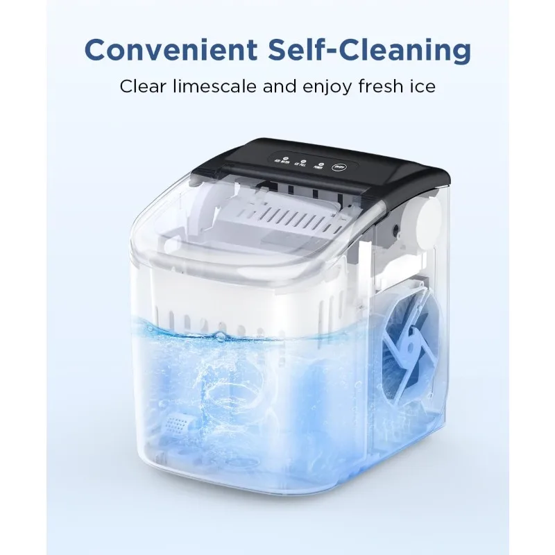 COWSAR Ice Maker Countertop, Portable Ice Machine with Self-Cleaning, 26.5lbs/24Hrs, 9 Bullet Ice Cubes in 6 Mins