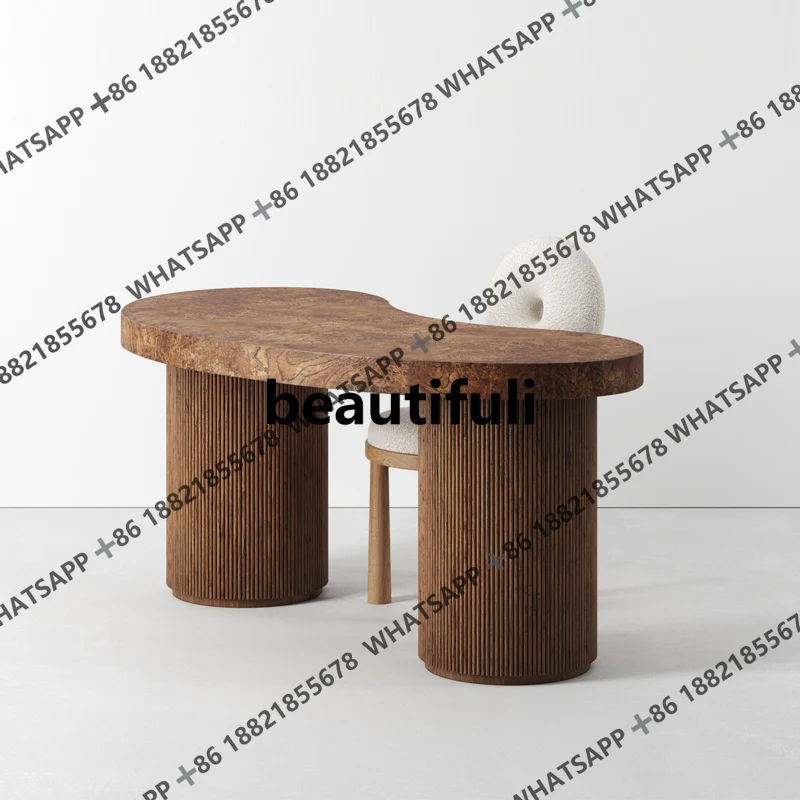 Wabi Sansi mesa de té minimalista creativa de madera maciza estilo retro arte anacardo escritorio de forma especial escritorio simple