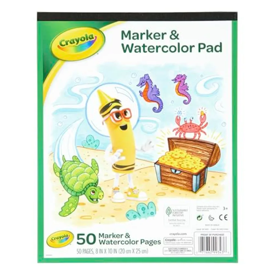 

Marker and Watercolor Pad, 50 Blank Coloring Pages, Painting Paper, Art Supplies for,Gifts