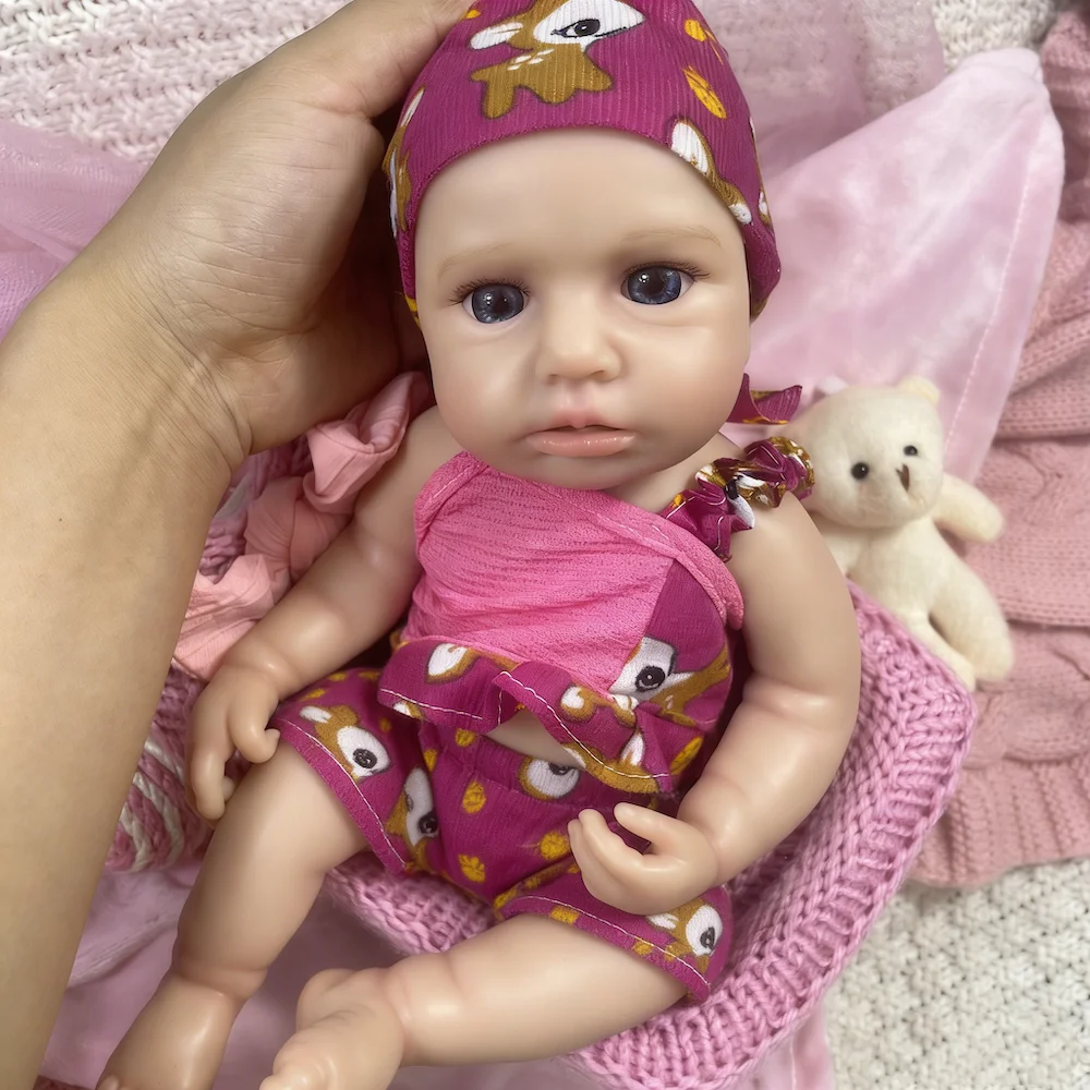 

13 Inch Open Mouth LouLou Awake Full Silicone Reborn Baby Doll Lifelike Soft Solid Silicone Girl Birthday Christmas Gift