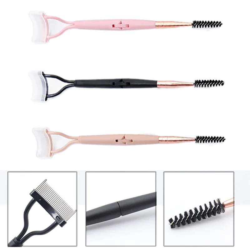 New Double Head Eyelash Curler Makeup Lash Separator Mascara Curl Foldable Metal Teeth Eyelash Brush Combs Beauty Makeup Tools