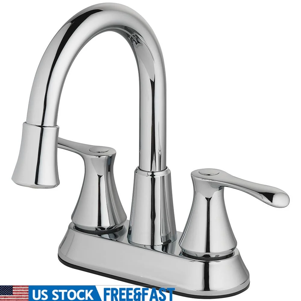 

Смеситель для ванной комнаты с двумя ручками и гидромощным светодиодным светильником, хромированная отделка, выдвижной сливной узел, простая установка