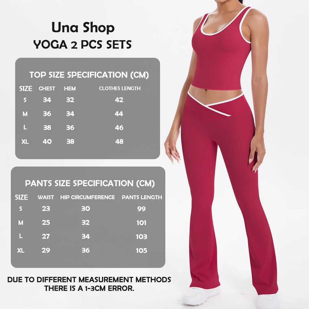 

Una-Shop 2 Pcs Quick Dry Yoga Suits for Women Gym Fitness Sets Sports High Waist Push Up Tights Workout Bell-Bottoms Sportswear