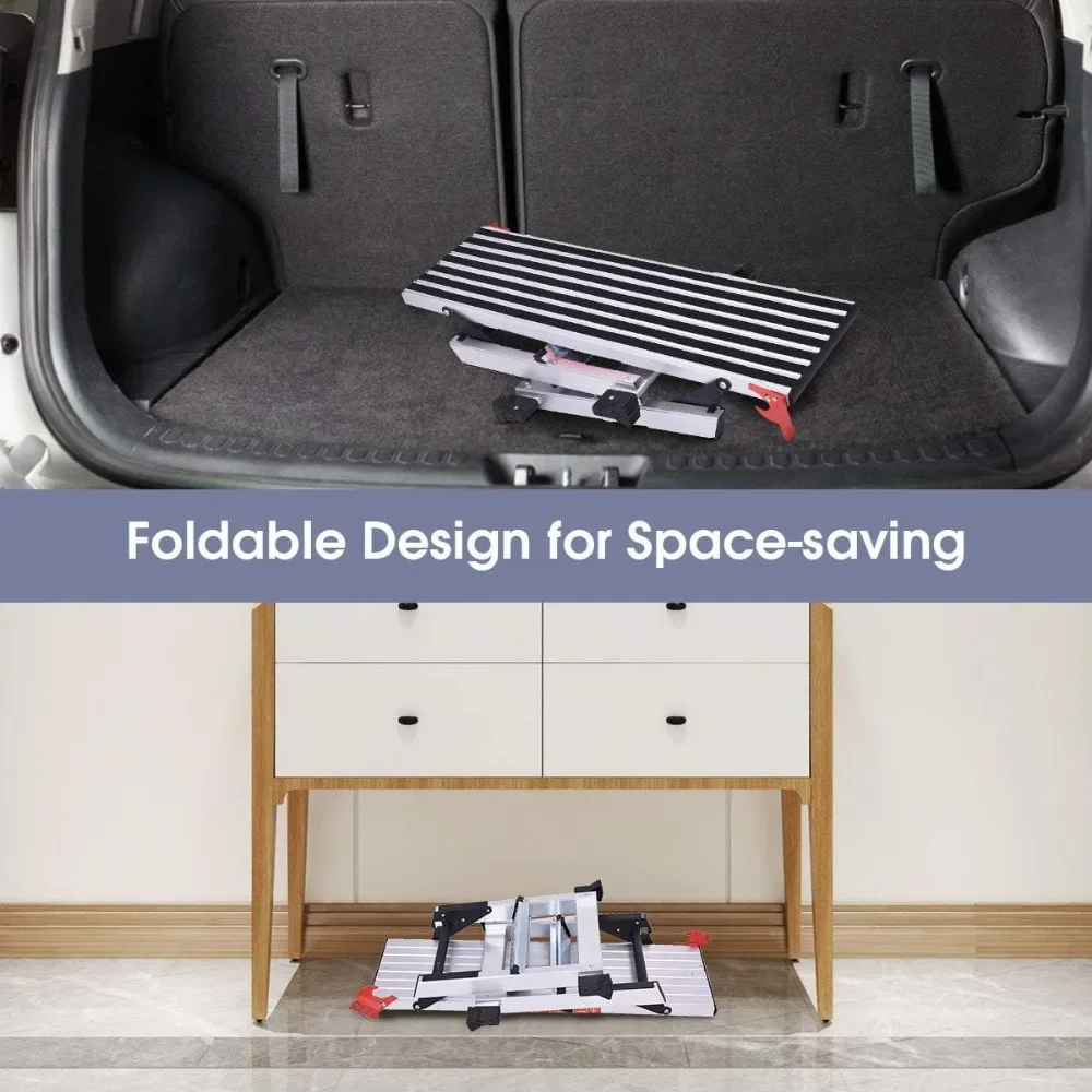 Aluminum Platform Non-Slip Folding Work Bench Drywall Stool Ladder 330lbs Capacity