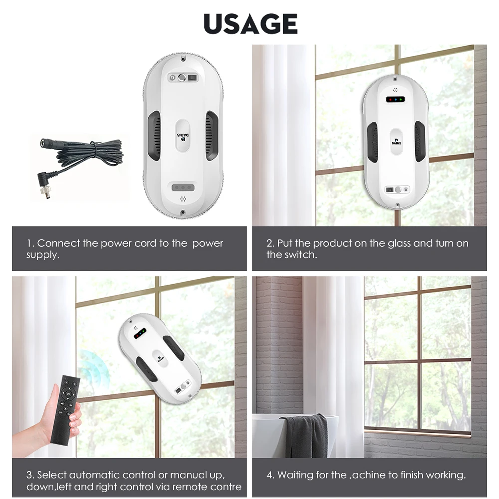Window Cleaning Robot Window Washer Vacuum Cleaner With Strong Suction for Outdoor/Indoor Windows Table Tile Ceiling