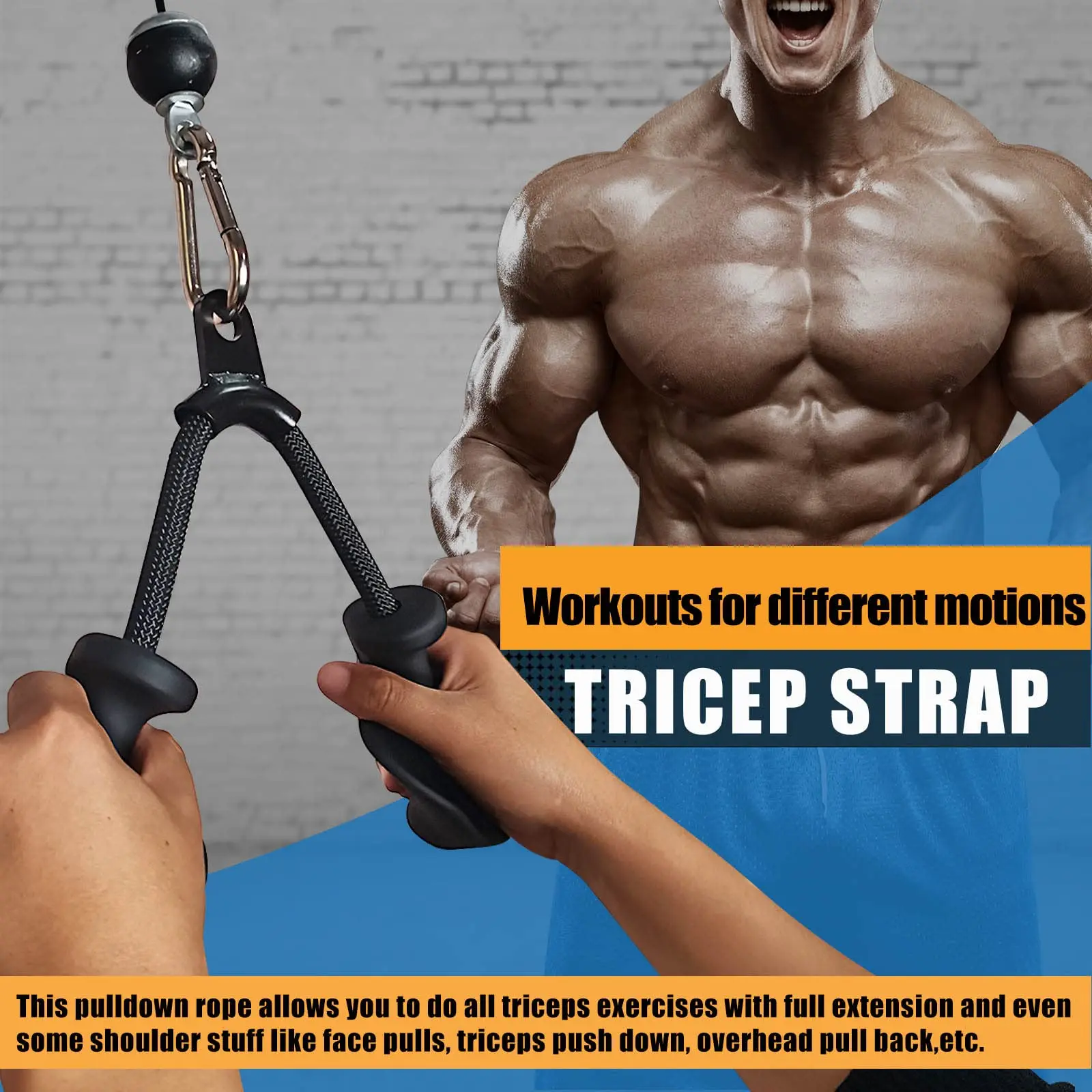 Cuerda de Fitness para bíceps y tríceps, asas de agarre extraíbles para gimnasio, polea con Cable, accesorio para máquina, barra de remo, mango de