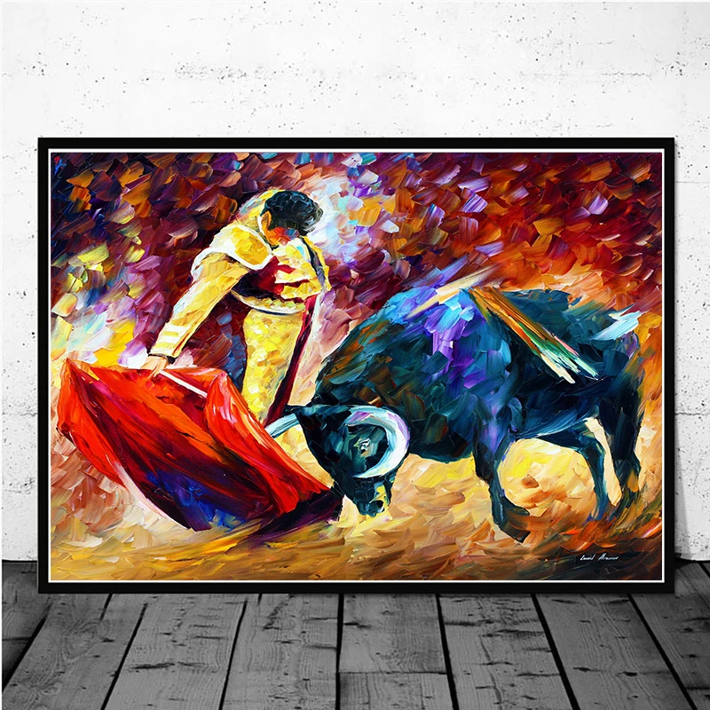 Abstract Matador Bull Fight Art Canvas Paintings Oil Painting Posters and Prints Wall Art Pictures for Living Room Home Decor