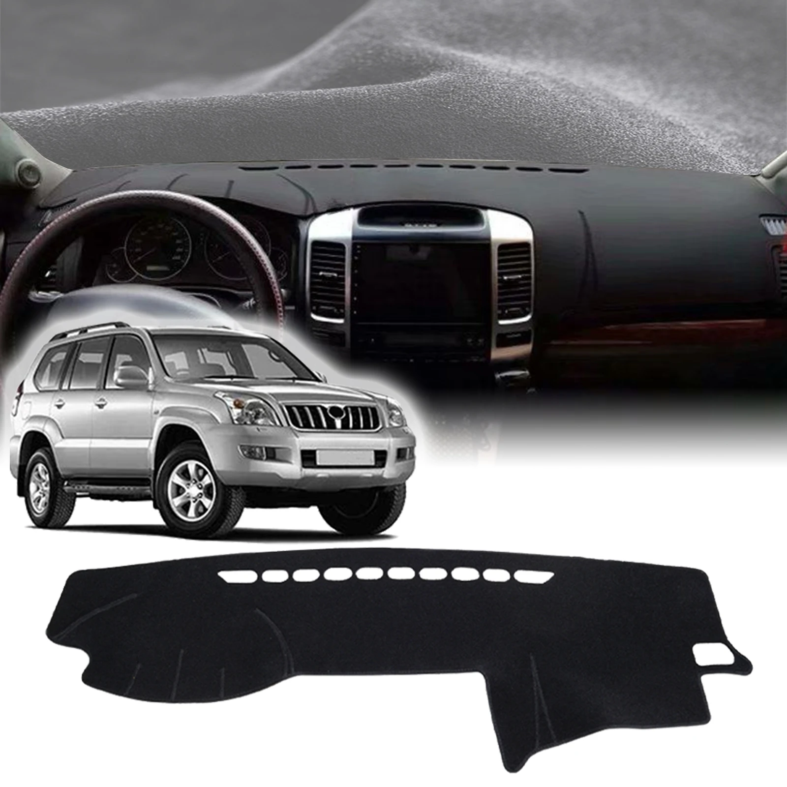 يصلح لتويوتا لاند كروزر برادو 120 J120 2003-2009 داشمات داشمات ظلة غطاء لوحة القيادة وسادة واقية السجاد الملحقات #1