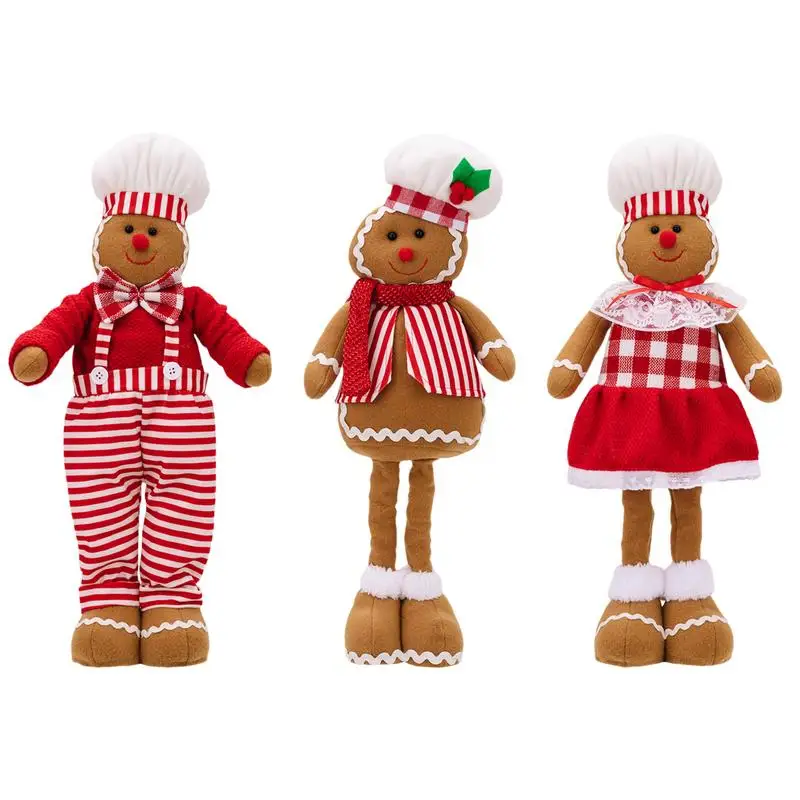 

Gingerbread Man Figurine Scalable Gingerbread Decor Cute Doll Retractable Stuffed Toys With Chef Hat Christmas Tree Decor