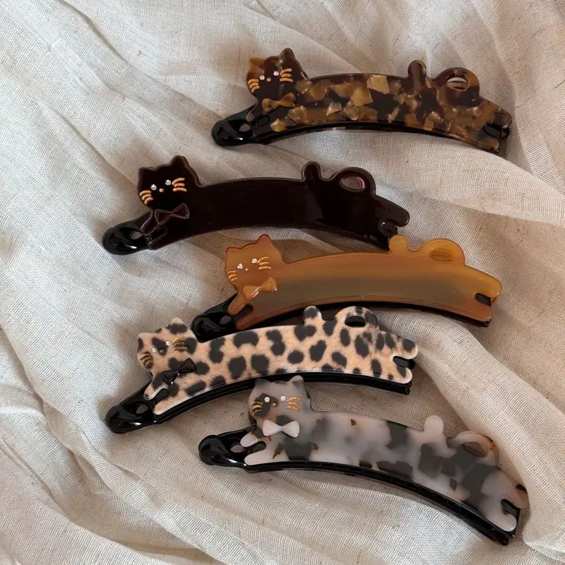 1pc Korean version of patch cat hair clip, women's back of the head vertical clip, ponytail hair clip, banana clip