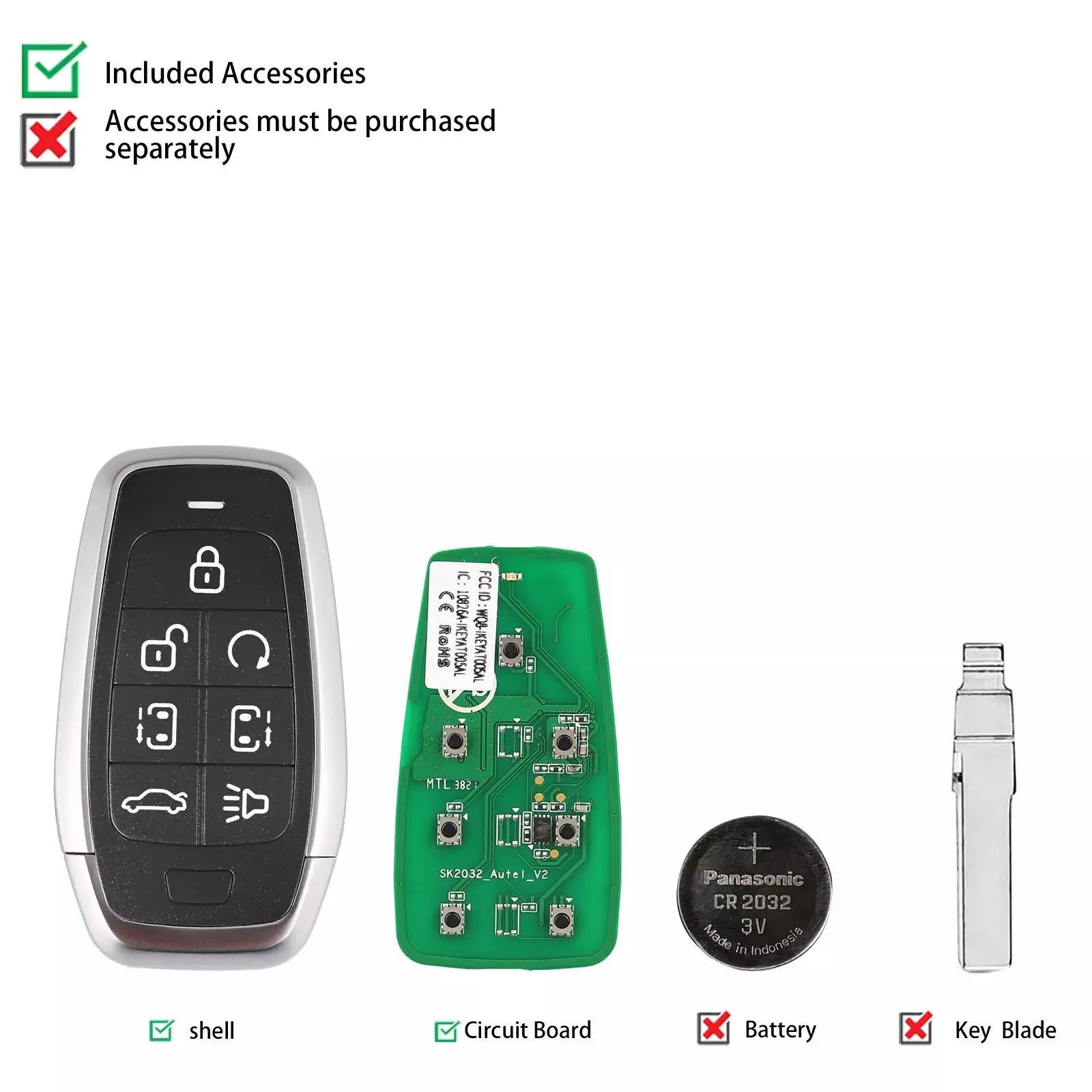 1PCS Autel Ikey IKEYAT007AL AT007AL KM100 IM508 IM608 용 Autel 스마트 키를위한 독립 범용 스마트 원격 키 7 버튼